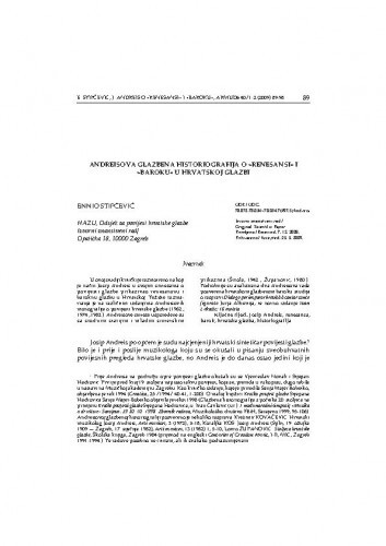 Andreisova glazbena historiografija o 