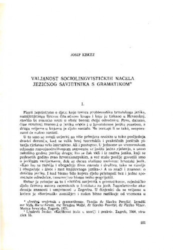 Valjanost sociolingvističkih načela Jezičnog savjetnika s gramatikom / Josip Kekez