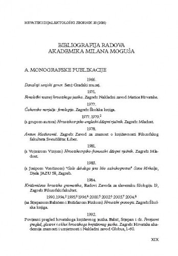 Bibliografija radova akademika Milana Moguša / Ivana Filipović Petrović, Bojana Schubert