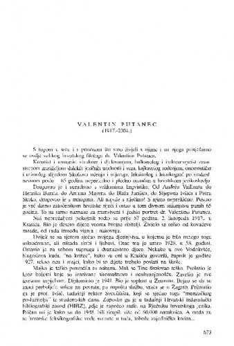 Valentin Putanec (1917.-2004.) : [nekrolog] / Petar Šimunović