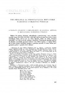Tri priloga za proučavanje hrvatske narodne i umjetne poezije / S. Banović