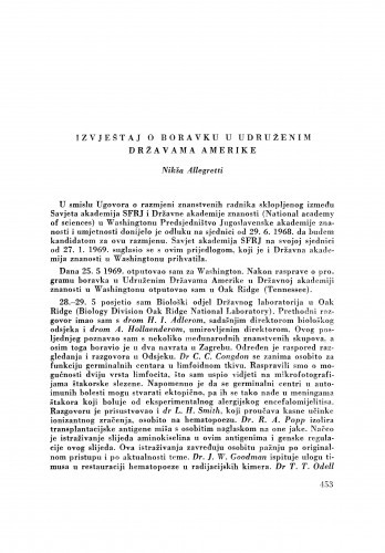 Izvještaj o boravku u Udruženim Državama Amerike / N. Allegretti