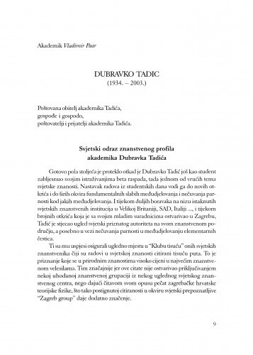 Dubravko Tadić : (1934.-2003.) / Vladimir Paar