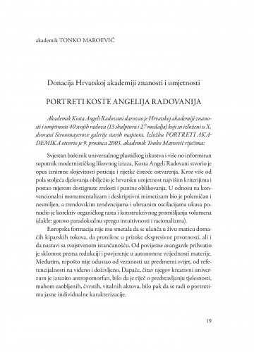 Portreti Koste Angelija Radovanija : donacija Hrvatskoj akademiji znanosti i umjetnosti / Tonko Maroević