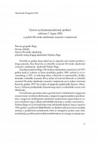 Govor na komemorativnoj sjednici održanoj 7. lipnja 2000. u palači Hrvatske akademije znanosti i umjetnosti