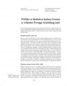 Prilike u školstvu kotara Ivanec u vrijeme Prvoga svjetskog rata / Suzana Jagić