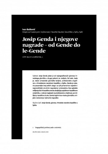 Josip Genda i njegove nagrade – od Gende do le-Gende / Ivan Bošković