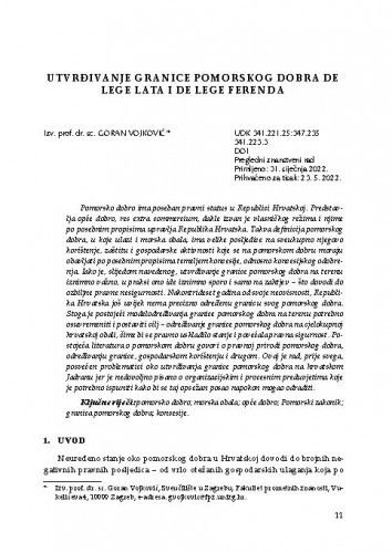 Utvrđivanje granice pomorskog dobra de lege lata i de lege ferenda / Goran Vojković