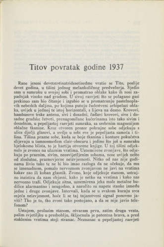 Titov povratak godine 1937 / M. Krleža