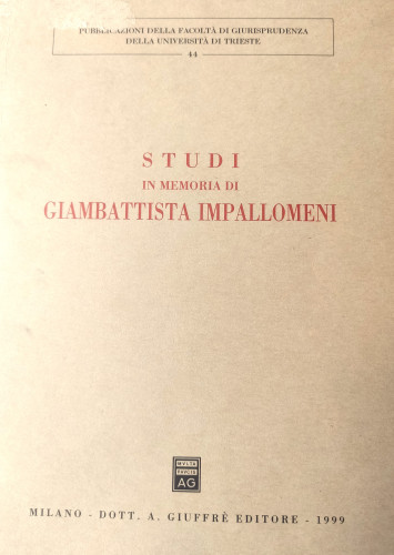 Studi in memoria di Giambattista Impallomeni
