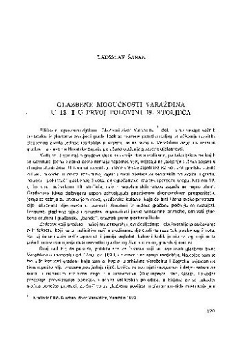 Glazbene mogućnosti Varaždina u 18. i prvoj polovini 19. stoljeća / L. Šaban