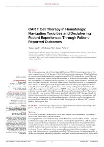 CAR T Cell Therapy in Hematology: Navigating Toxicities and Deciphering Patient Experiences Through Patient-Reported Outcomes / Tamara Vasilj, Holtzman NG, Steven Pavletic