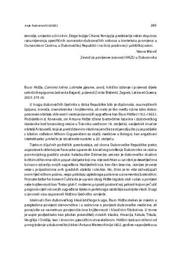 Đuro Hidža, Carmina latina. Latinske pjesme, uvod, kritičko izdanje i prijevod dijela satiričnih epigrama Jadranka Bagarić,
prijevod Zrinka Blažević, Zagreb: Latina et Graeca, 2024. : [prikaz] / Relja Seferović
