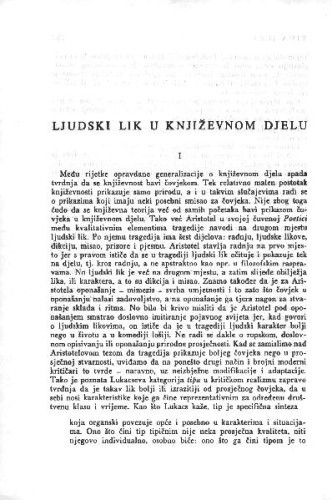 Ljudski lik u književnom djelu / Miroslav Beker