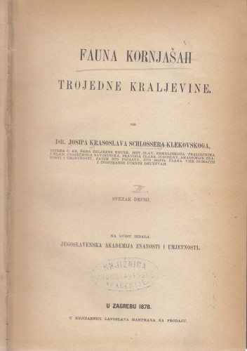 Fauna kornjašah Trojedne kraljevine / Josip Krasoslav Schlosser Klekovski