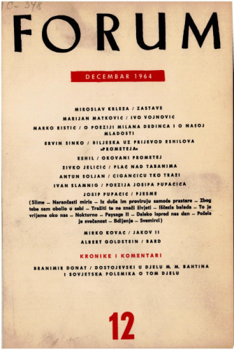 God. 3(1964), knj. 6, br. 12 / glavni i odgovorni urednik Ivo Frangeš