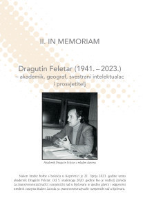 Dragutin Feletar (1941.-2023.) - akademik, geograf, svestrani intelektualac i prosvjetitelj : in memoriam / Hrvoje Petrić