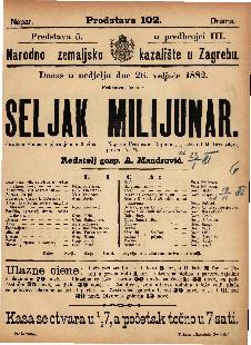 Seljak milijunar : Čarobna gluma s pjevanjem u 3 čina / napisao F. Rajmund