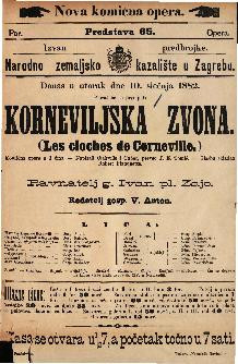 Korneviljska zvona : Komična opera u 3 čina / Glasbu skladao Robert Planquette  =  Les cloches de Corneville