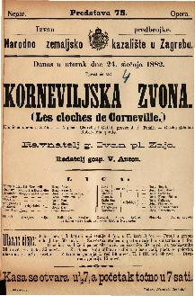 Korneviljska zvona : komična opera u 3 čina / glasbu skladao Robert Planquette  =  Les cloches de Corneville