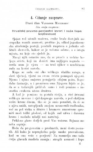 Hrvatski pravno-povijestni izvori i naša lijepa književnost / V. Mažuranić