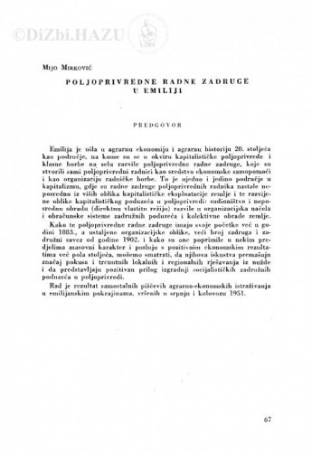 Poljoprivredne radne zadruge u Emiliji / M. Mirković