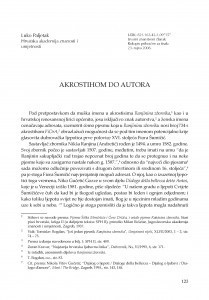 Akrostihom do autora / Luko Paljetak