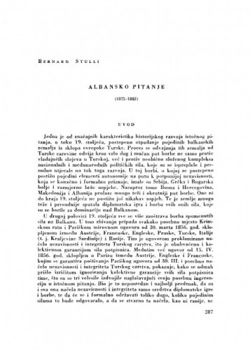 Albansko pitanje : (1875-1882) / B. Stulli