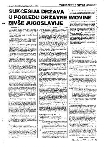 Sukcesija država u pogledu državne imovine bivše Jugoslavije / Vladimir-Đuro Degan