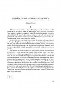 Analiza pjesme - nastanak prijevoda / Reinhard Lauer