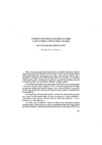 Aspekti estetike europske glazbe u hrvatskoj literatskoj praksi / Nedjeljko Fabrio