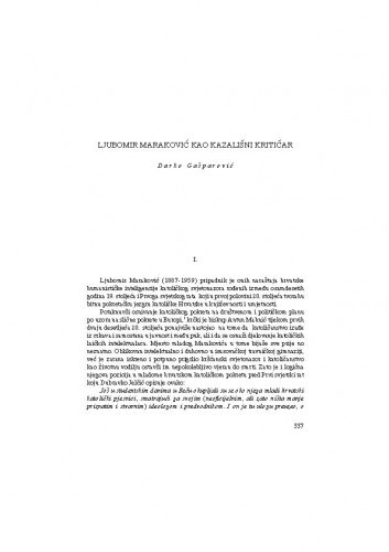 Ljubomir Maraković kao kazališni kritičar / Darko Gašparović
