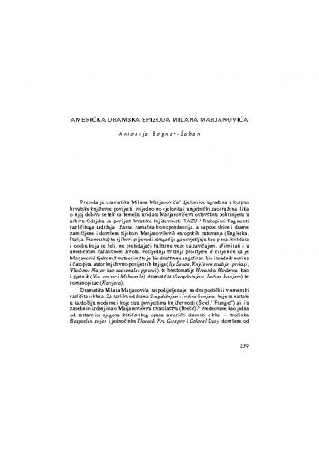 Američka dramska epizoda Milana Marjanovića / Antonija Bogner-Šaban