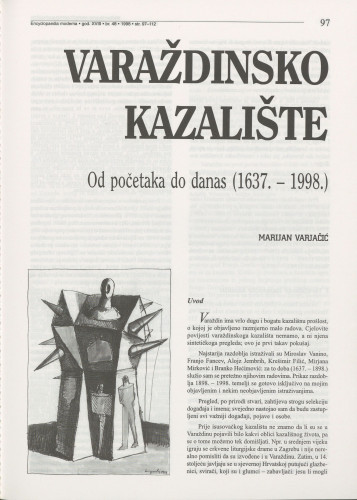 Varaždinsko kazalište : od početaka do danas (1637.- 1998.) / Marijan Varjačić