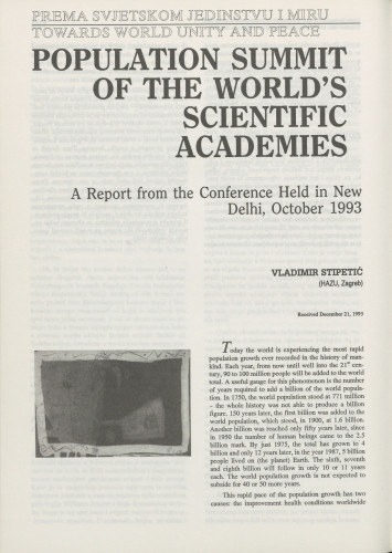 Population Summit of the World's Scientific Academies / Vladimir Stipetić