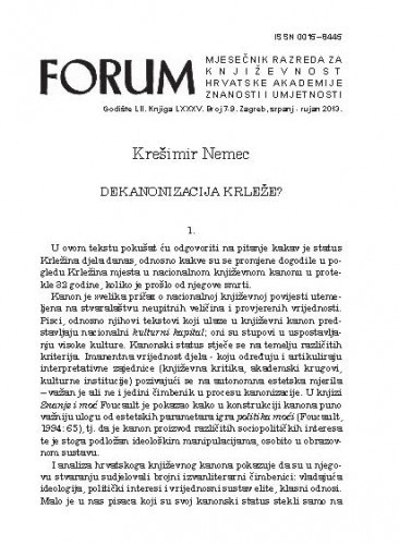 Dekanonizacija Krleže? / Krešimir Nemec