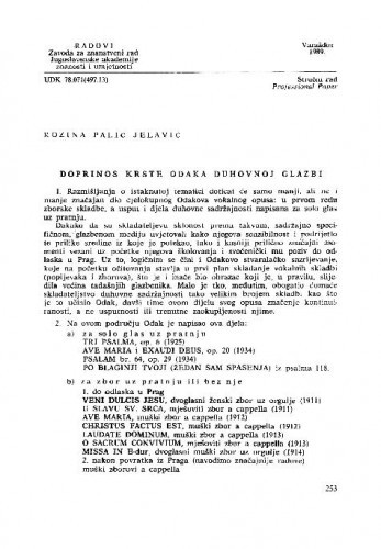Doprinos Krste Odaka duhovnoj glazbi / Rozina Palić-Jelavić