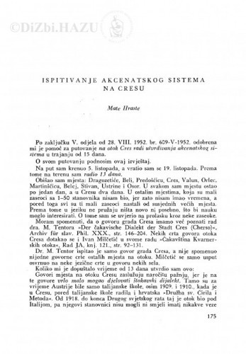 Ispitivanje akcenatskog sistema na Cresu / M. Hraste