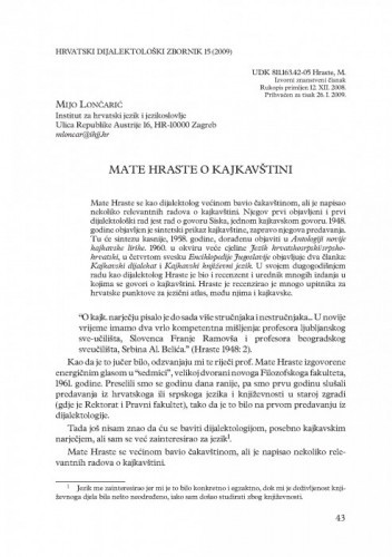 Mate Hraste o kajkavštini / Mijo Lončarić