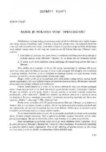 Sabor je pokazao svoju opravdanost : završne riječi / Dušan Čalić