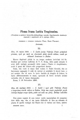 Pisma Ivana Lučića Trogiranina / Bare Poparić