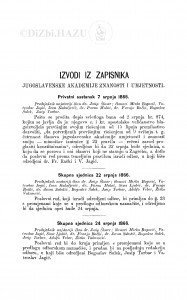 Izvodi iz zapisnika Jugoslavenske akademije znanosti i umjetnosti [1866-1867]