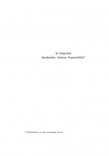Iz biografije akademika Antuna Augustinčića