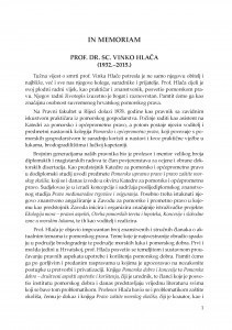 In memoriam : prof. dr. sc. Vinko Hlača (1932.-2015.) / Dorotea Ćorić