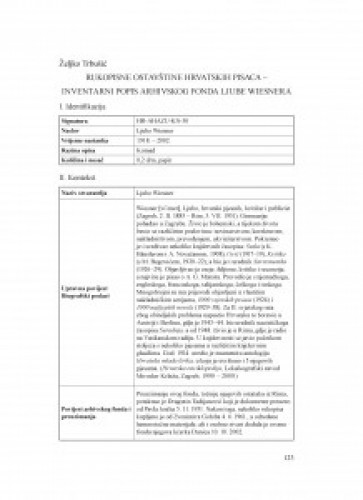 Rukopisne ostavštine hrvatskih pisaca / Željko Trbušić