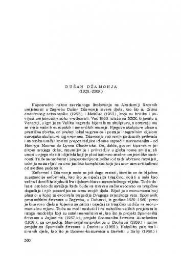 Dušan Džamonja (1928.-2009.) : [nekrolog] / Zvonko Maković