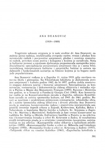 Ana Deanović (1919-1989) : [nekrolozi] / Vinko Zlamalik