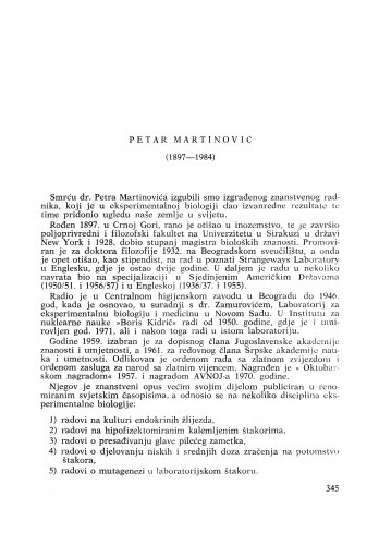 Petar Martinović (1897-1984) : [nekrolozi] / N. Škreb