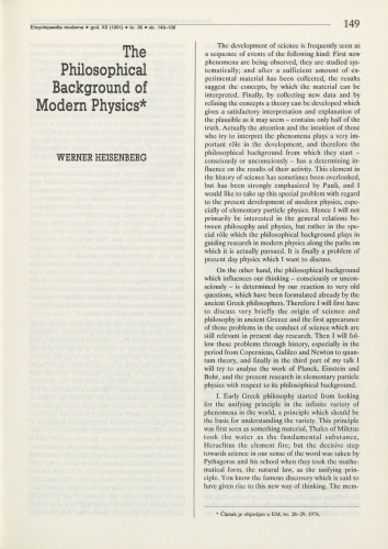 The philosophical background of modern physics / Werner Heisenberg