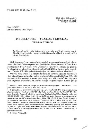 Ive Jelenović - filolog i etnolog : prilog za životopis / Petar Strčić